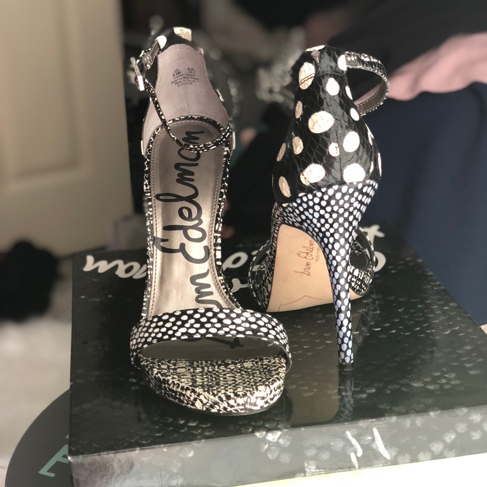 Sam Edelman Patterned Black & White Snakeskin Heel